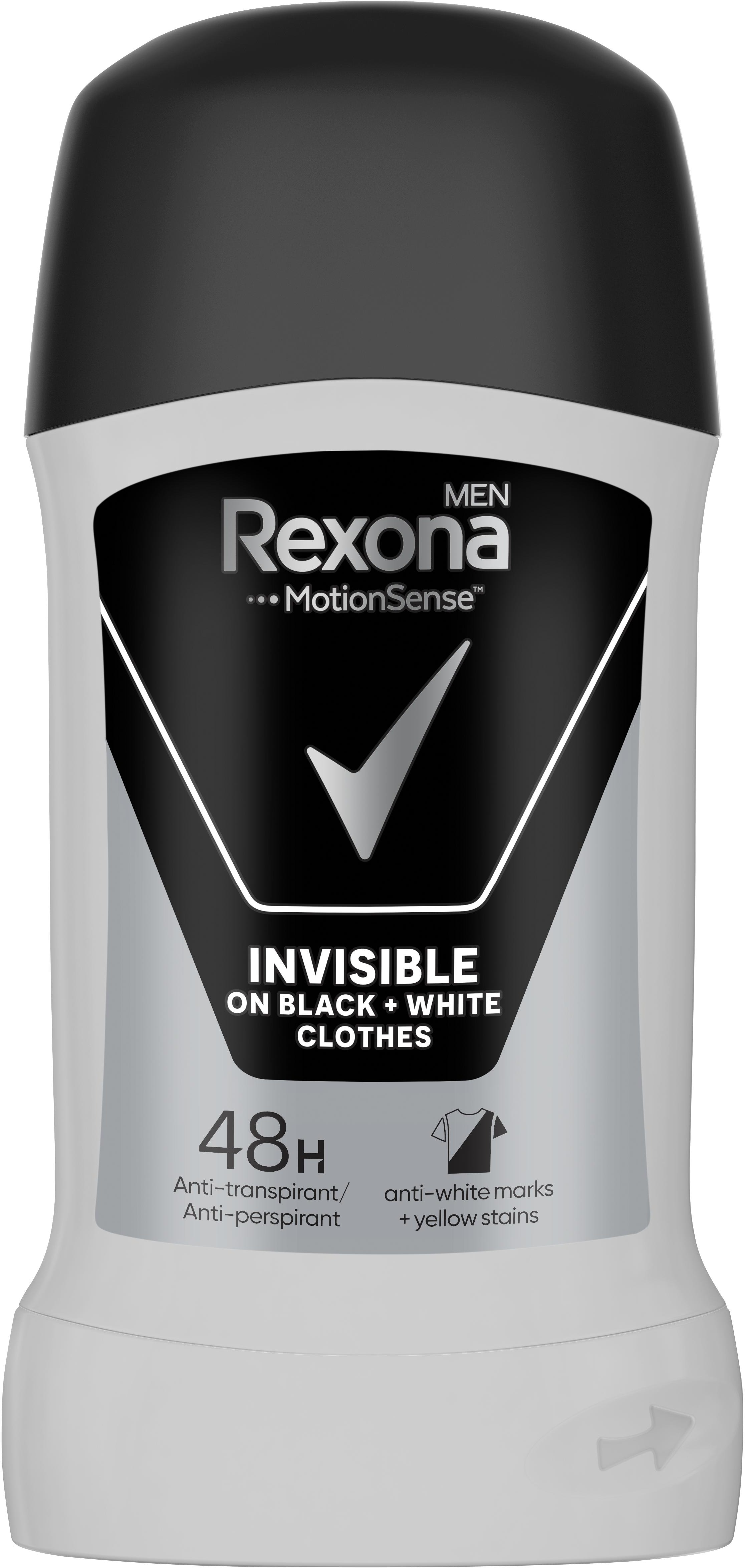Rexona Men Invisible Black + White tuhý antiperspirant pro muže 50ml
