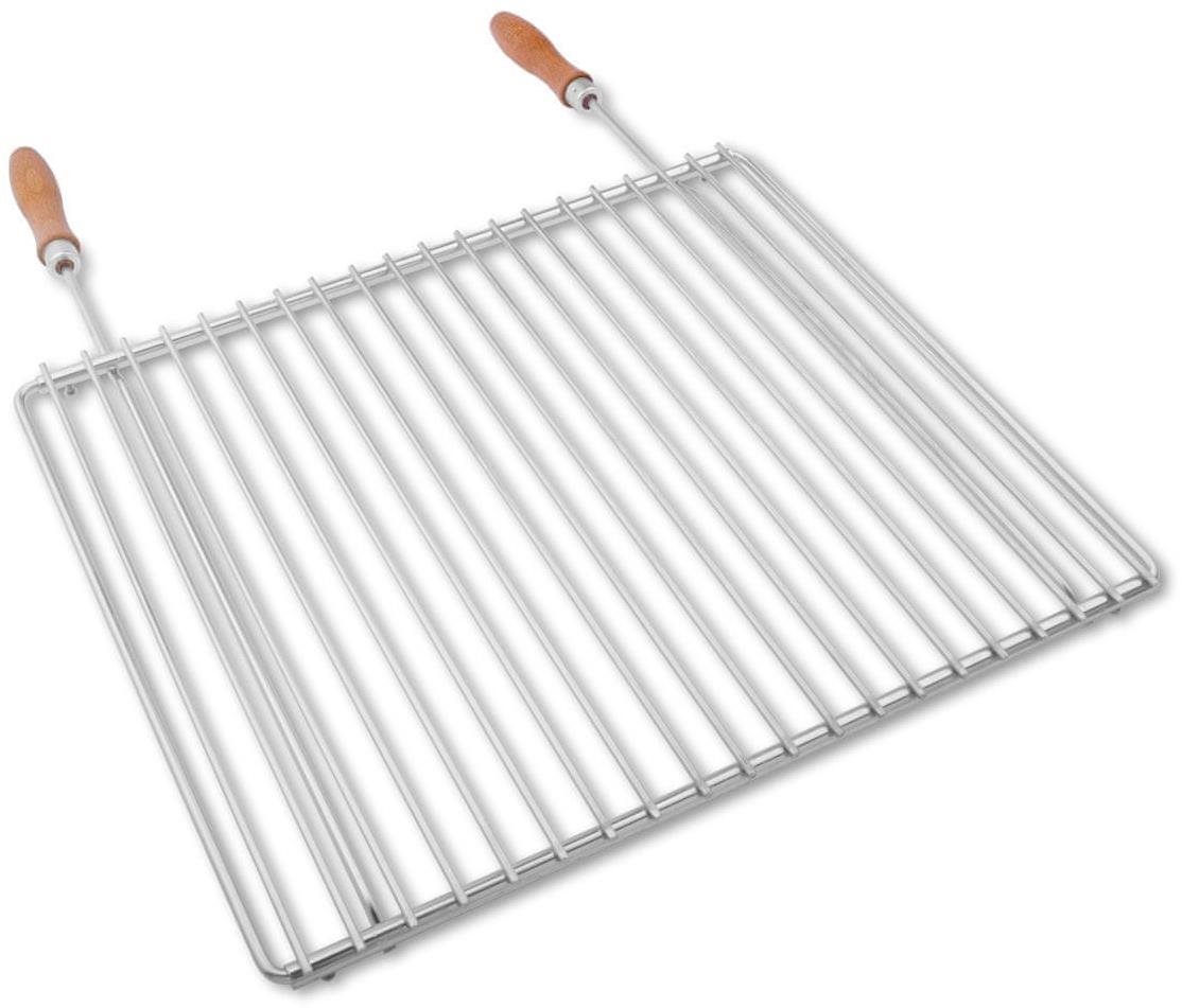 DEOS Nerezový grilovací rošt s nastavitelnou šířkou 45-55×37cm s rukojetí