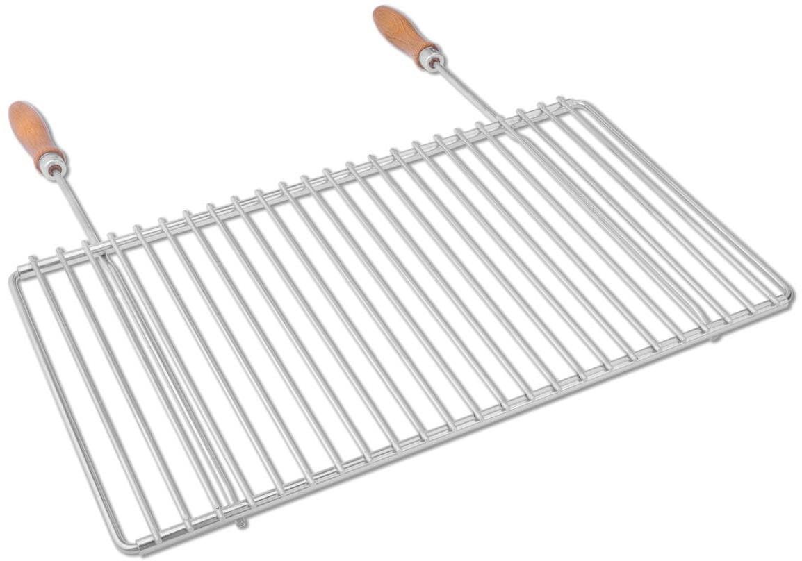 DEOS Nerezový grilovací rošt s nastavitelnou šířkou 50-60×30cm s rukojetí