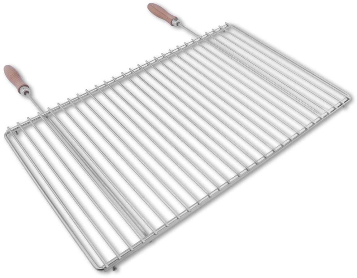 DEOS Nerezový grilovací rošt s nastavitelnou šířkou 60-70×37cm s rukojetí