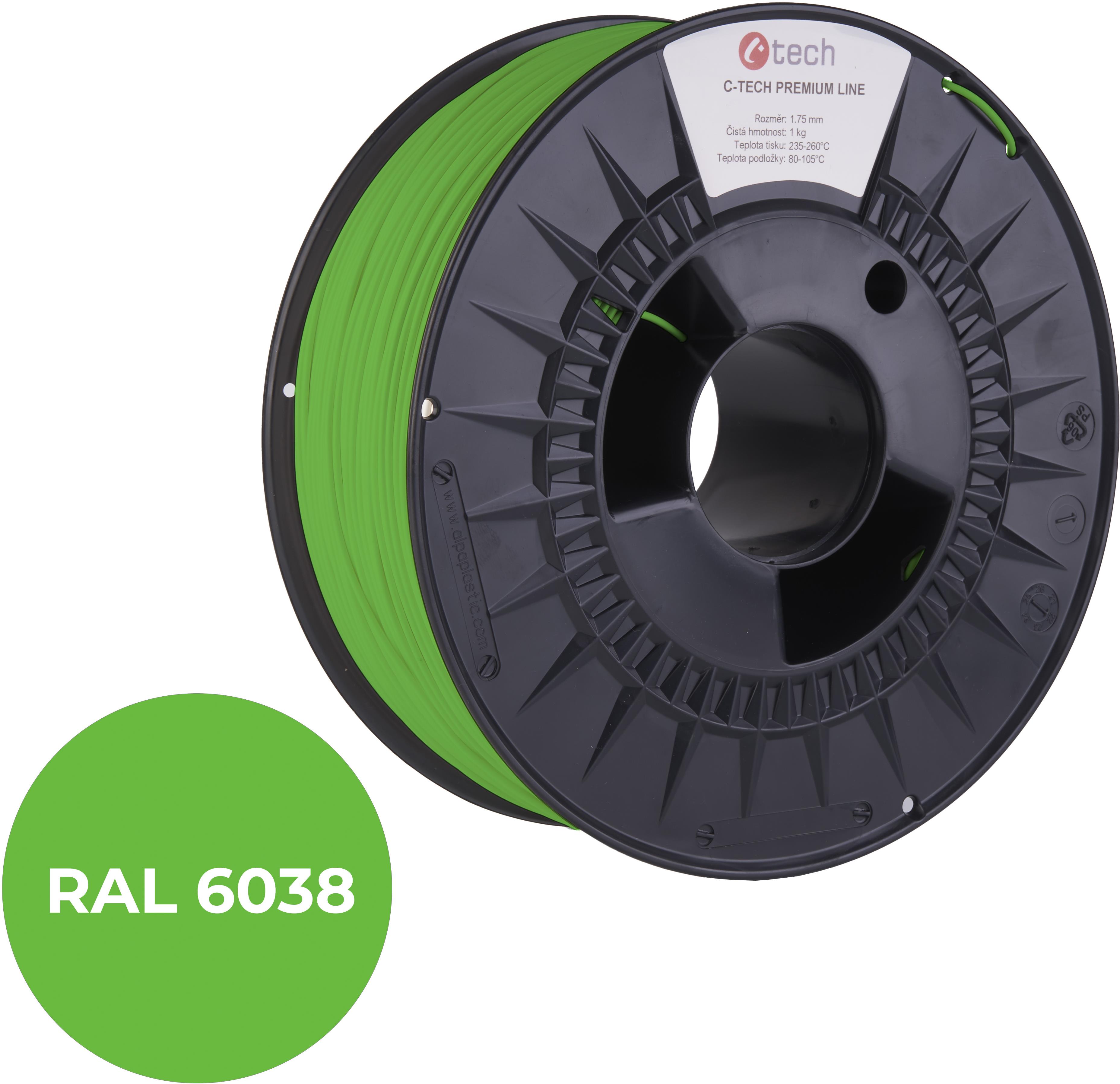 C-TECH filament PREMIUM LINE ABS luminiscenční zelená RAL6038