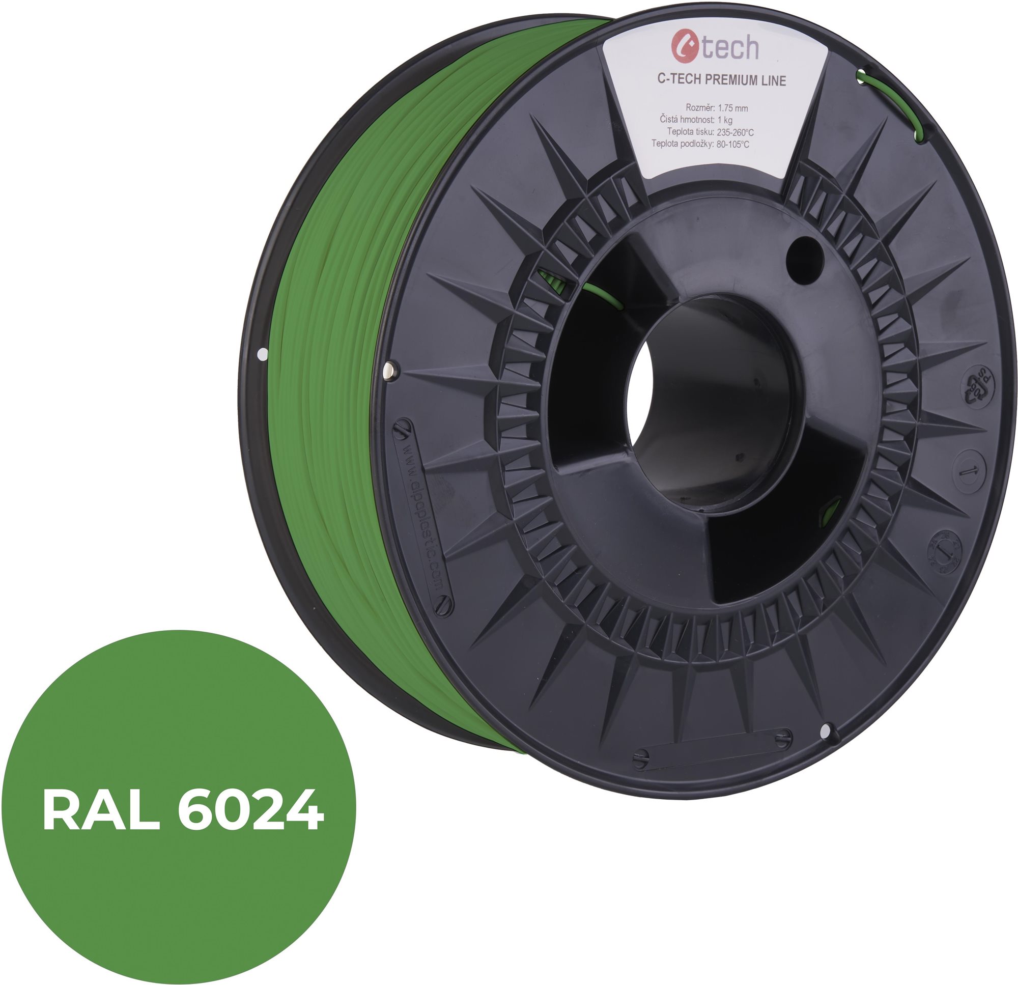 C-TECH filament PREMIUM LINE PETG dopravní zelená RAL6024