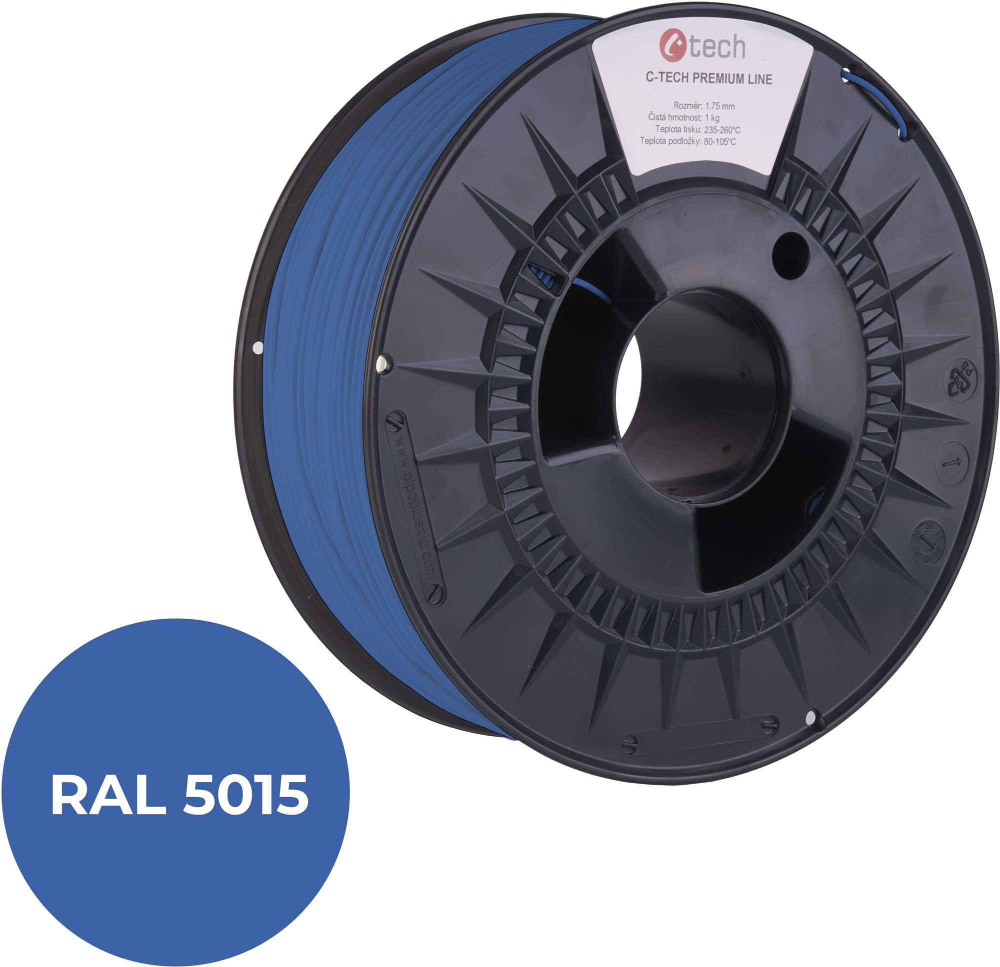 C-TECH filament PREMIUM LINE PETG nebeská modrá RAL5015
