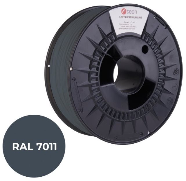 C-TECH filament PREMIUM LINE PETG ocelová šedá RAL7011