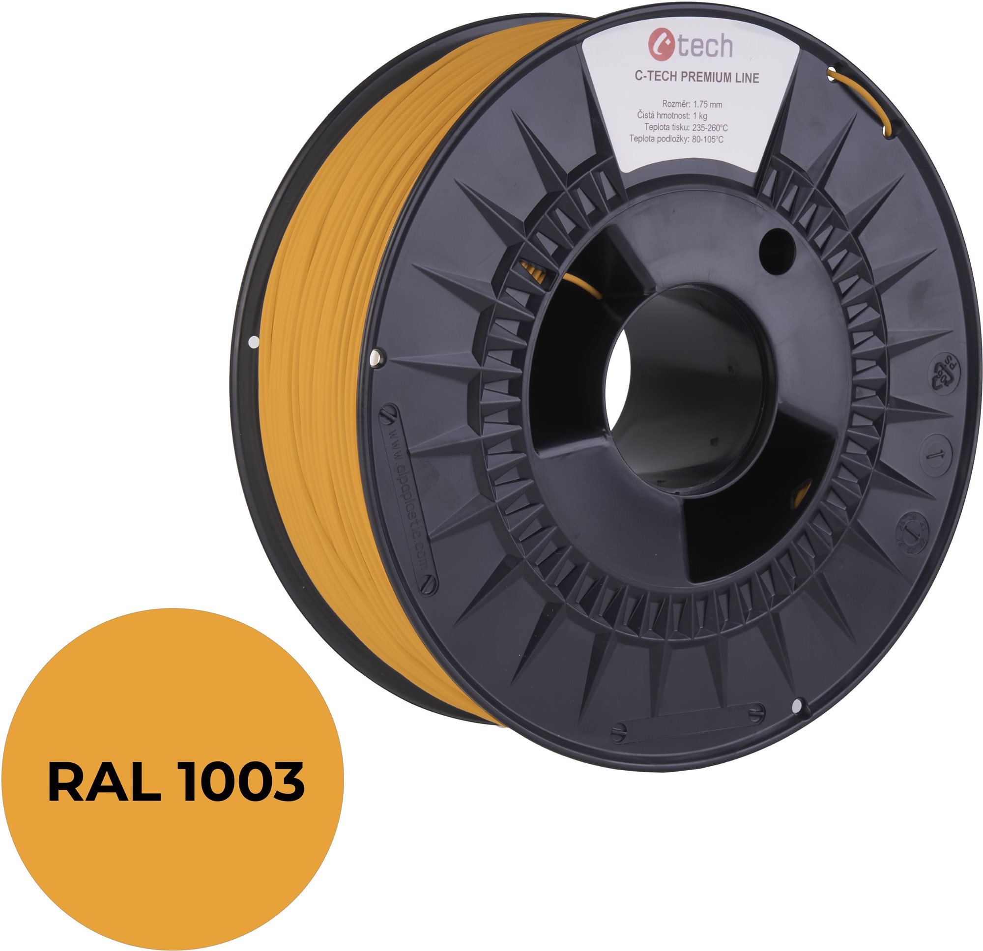 C-TECH filament PREMIUM LINE PETG signální žlutá RAL1003