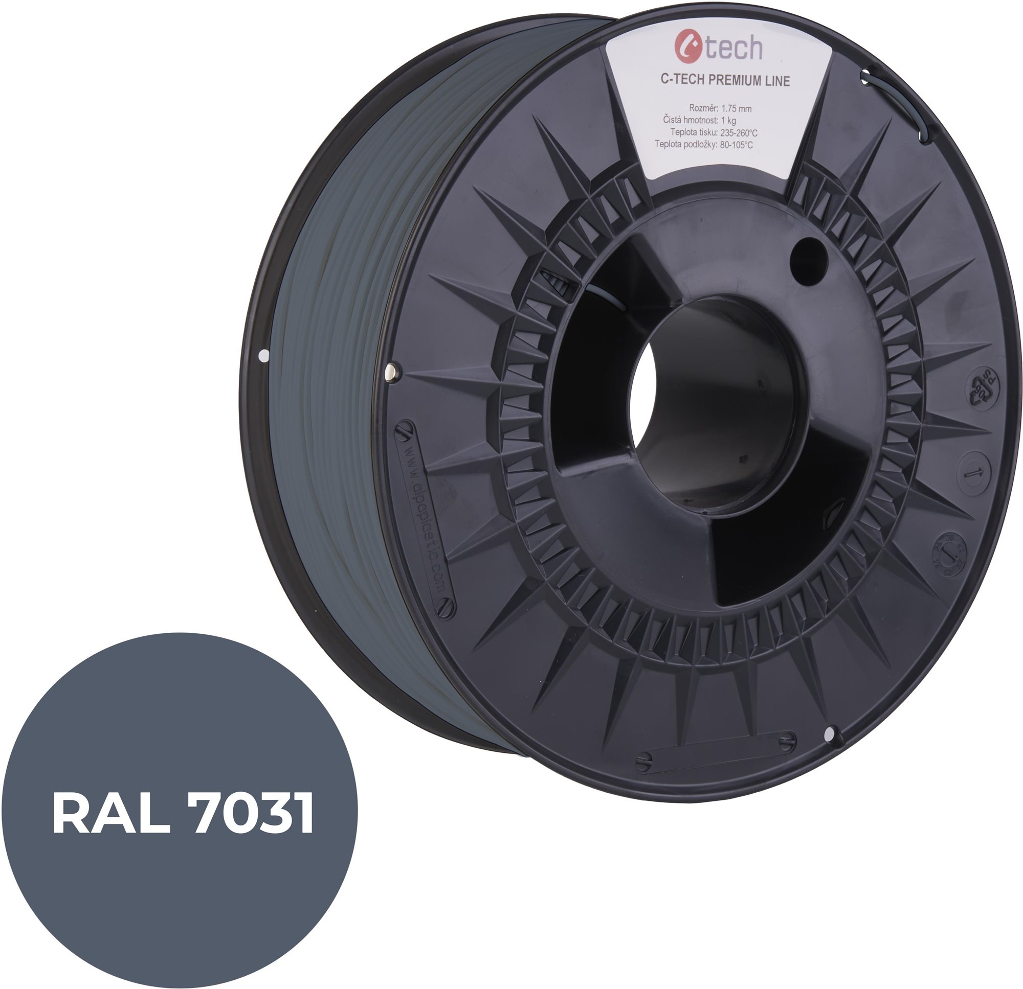 C-TECH filament PREMIUM LINE PETG šedomodrá RAL7031