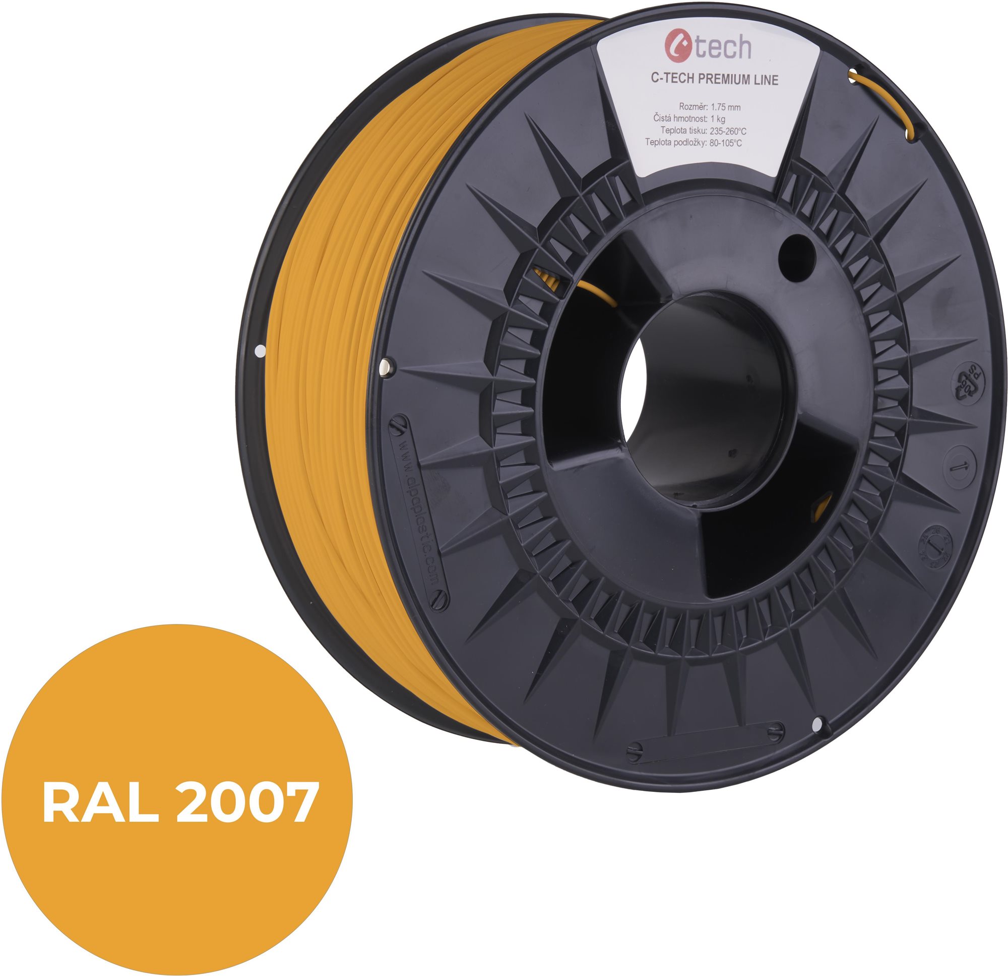 C-TECH filament PREMIUM LINE PLA luminiscenční světlá oranžová RAL2007