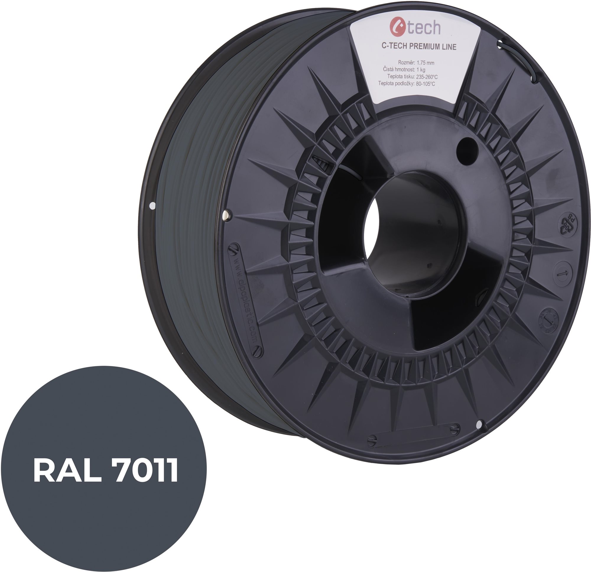 C-TECH filament PREMIUM LINE PLA ocelová šedá RAL7011