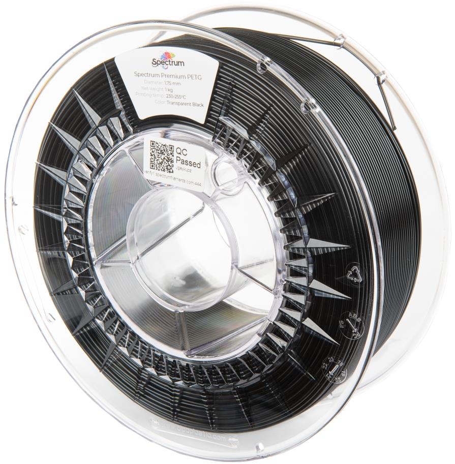 Filament Spectrum Premium PET-G 1.75mm Transparent Black 1kg