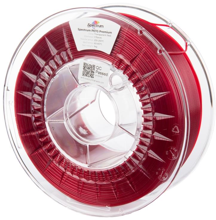 Filament Spectrum Premium PET-G 1.75mm Transparent Red 1kg