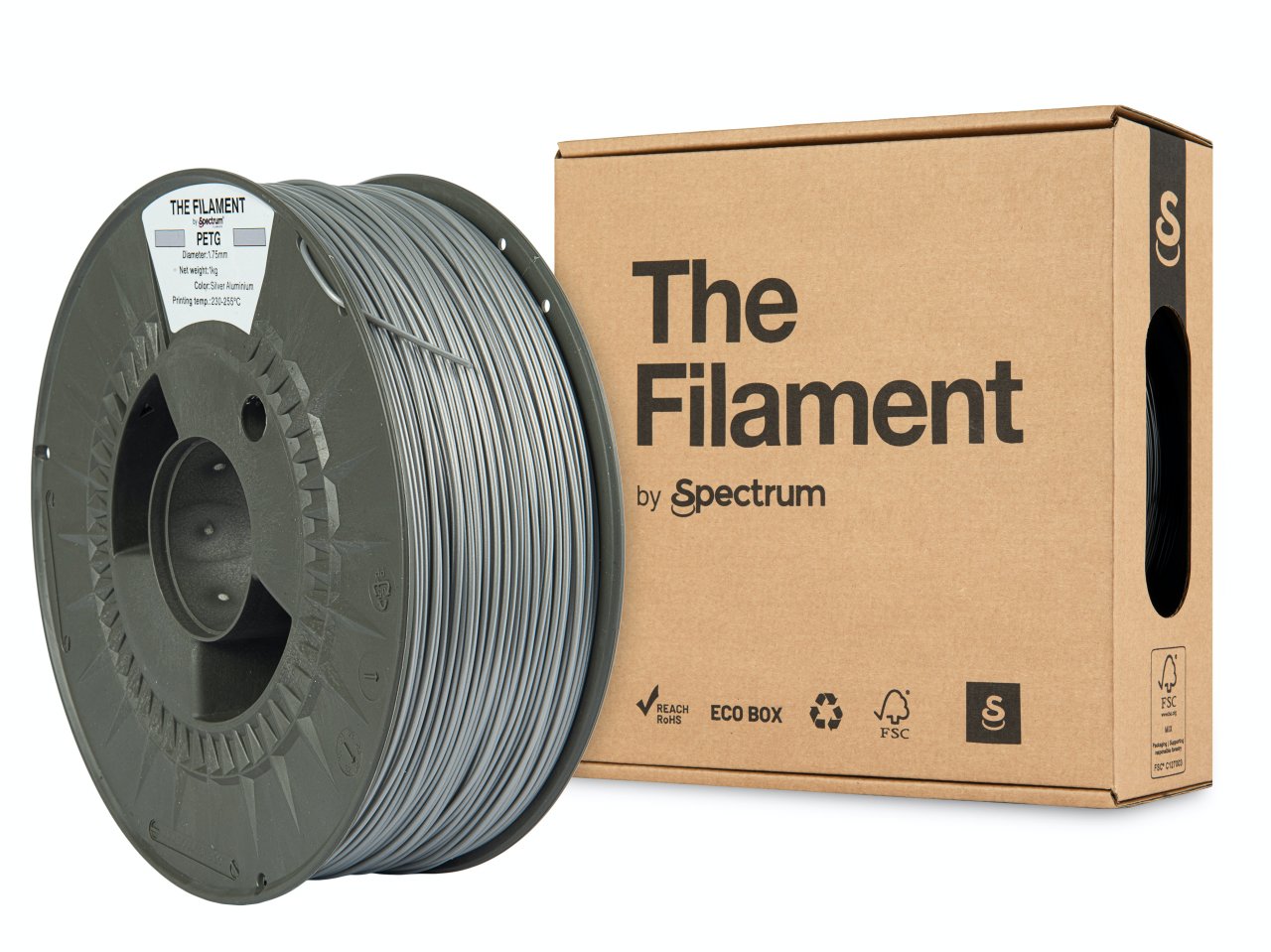 The Filament PETG 1.75mm Silver Aluminium 1kg