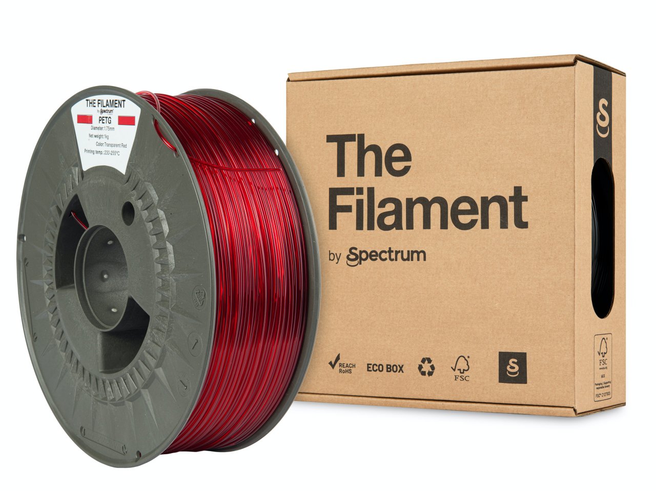 The Filament PETG 1.75mm Transparent Red 1kg