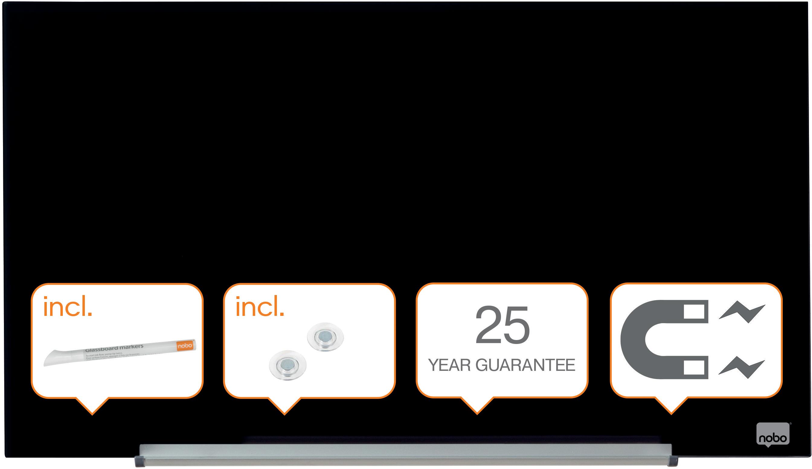 Skleněná tabule NOBO DIAMOND Glass 67.7x38.1 cm černá