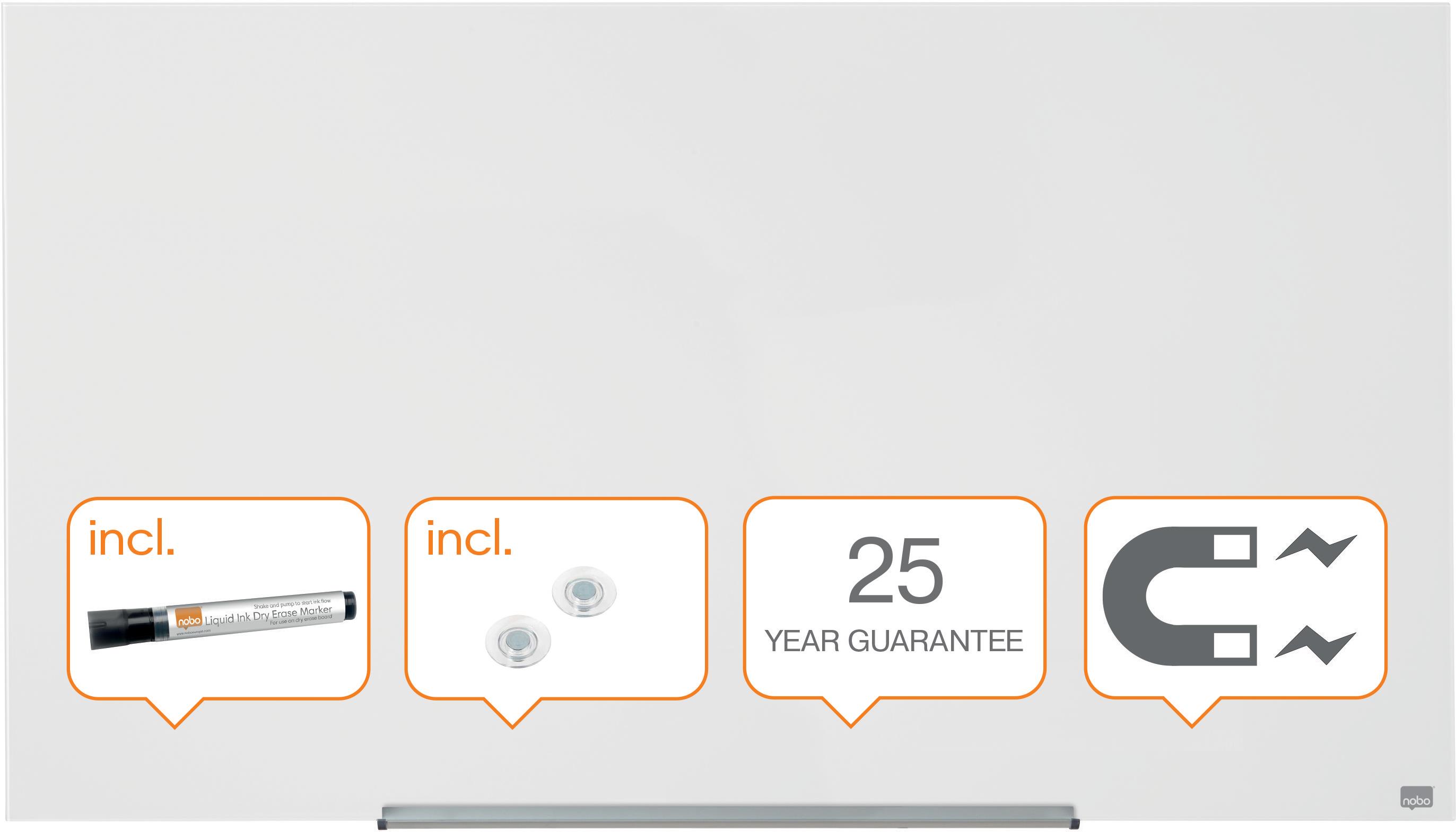 NOBO DIAMOND Glass tabule 126x71.1 cm bílá