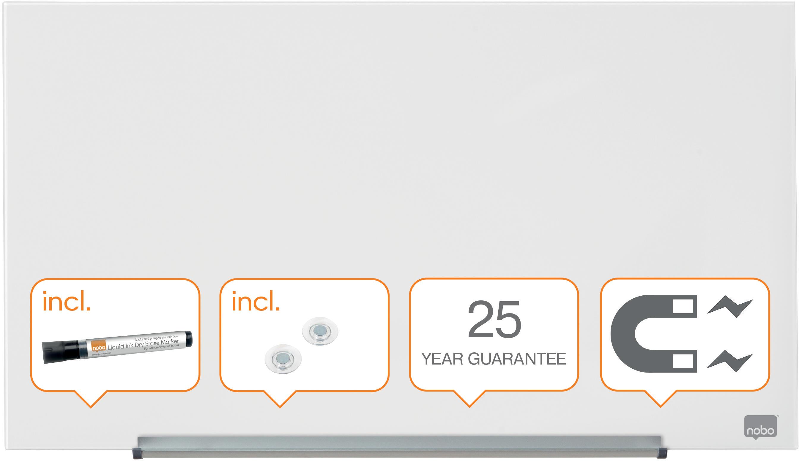 Skleněná tabule NOBO DIAMOND v bílé barvě o rozměrech 67.7x38.1 cm