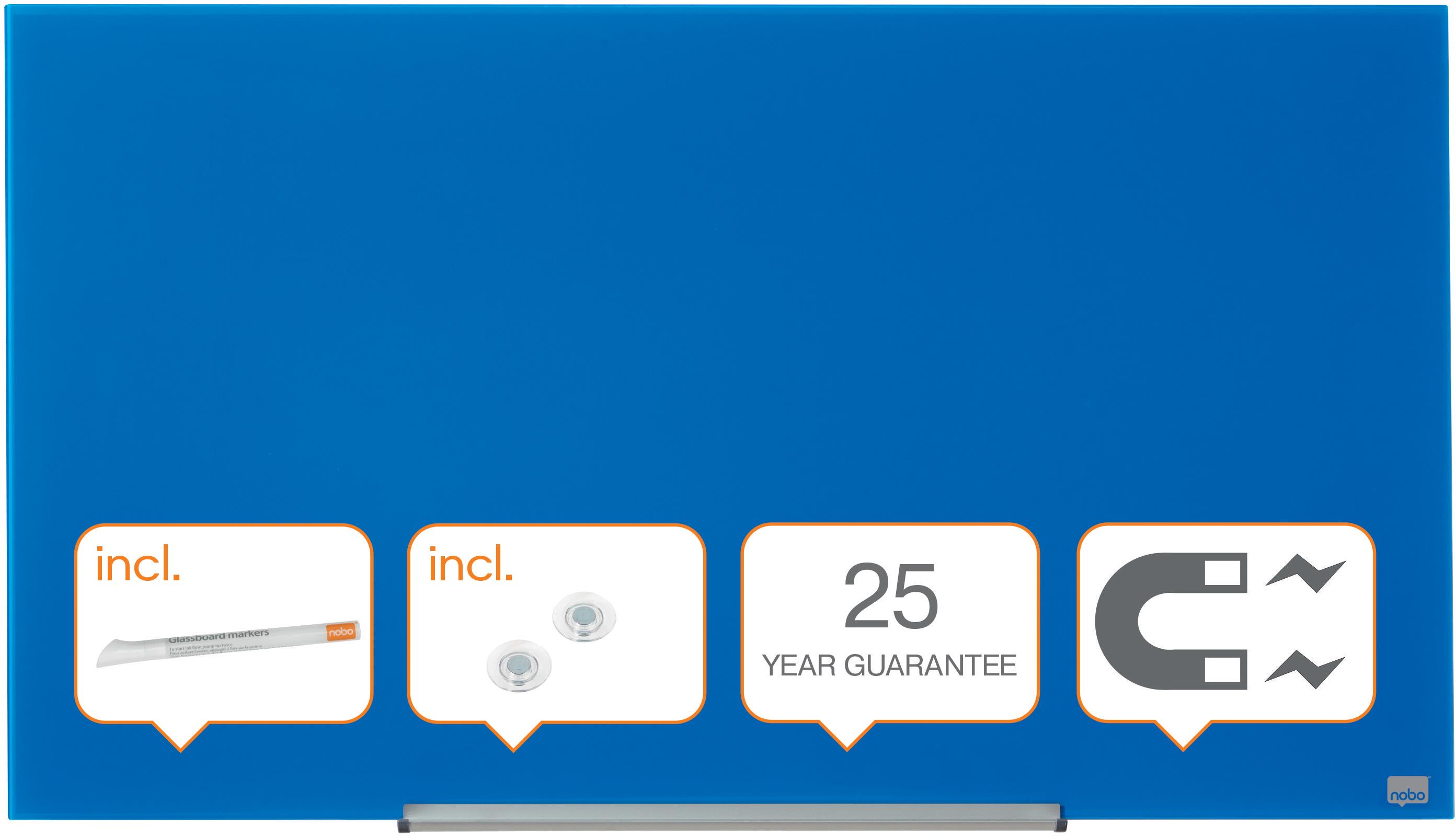 NOBO DIAMOND Glass 99.3x55.9cm modrá tabule