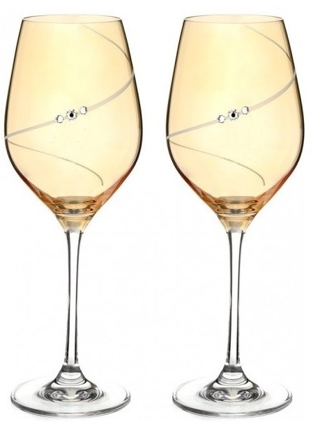 Diamante sklenice na bílé víno Silhouette City Amber s kamínky Swarovski 360 ml 2KS