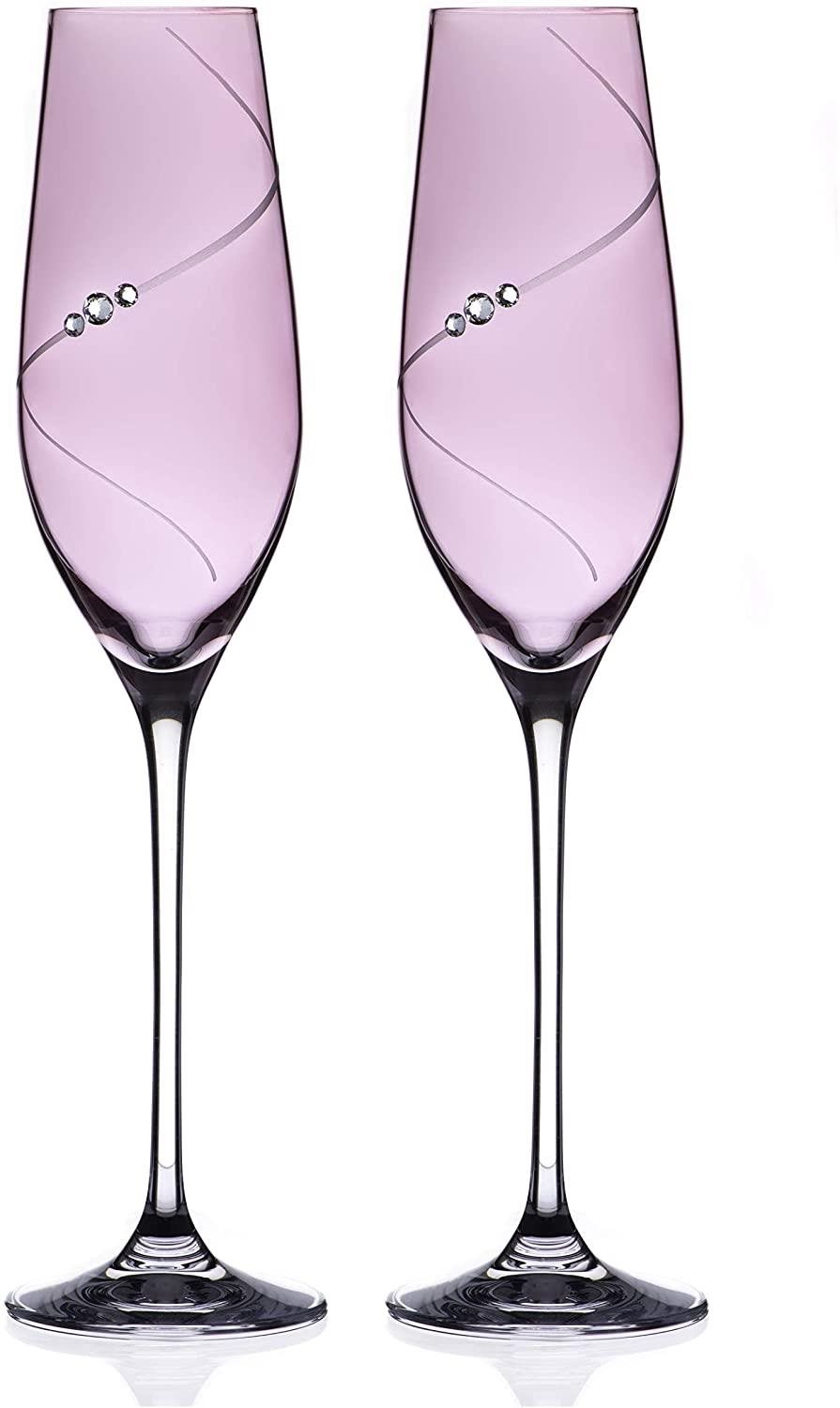 Diamante sklenice na šampaňské Silhouette City Pink s kamínky Swarovski 210 ml 2KS