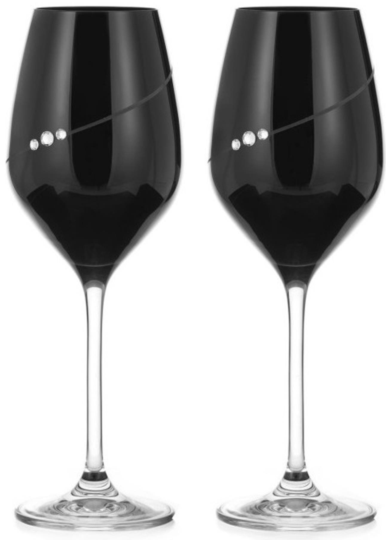 Diamante sklenice na bílé víno Silhouette City Black s kamínky Swarovski 360 ml 2KS