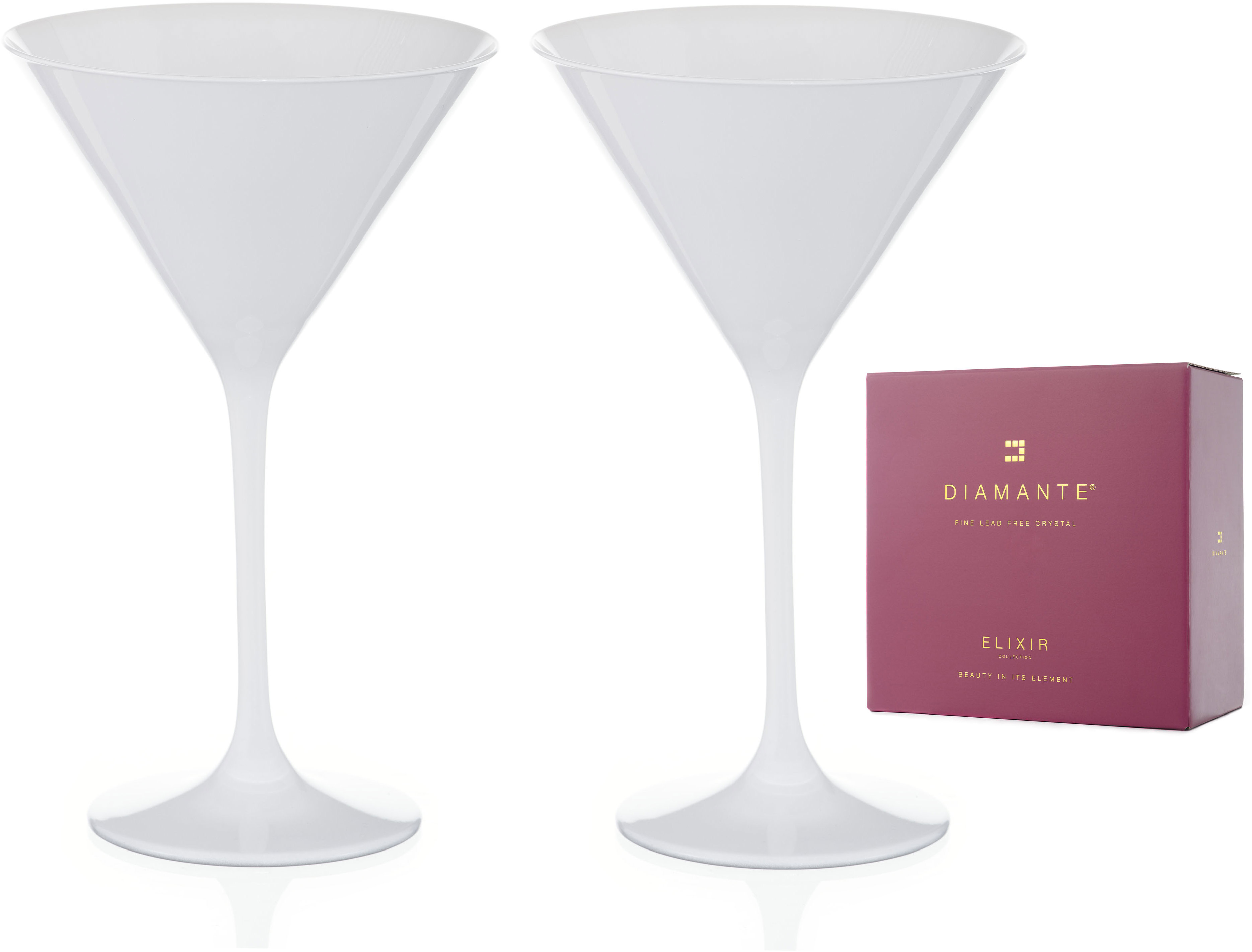 Diamante Sklenice na Martini Spirit, bílé, 210 ml 2 ks