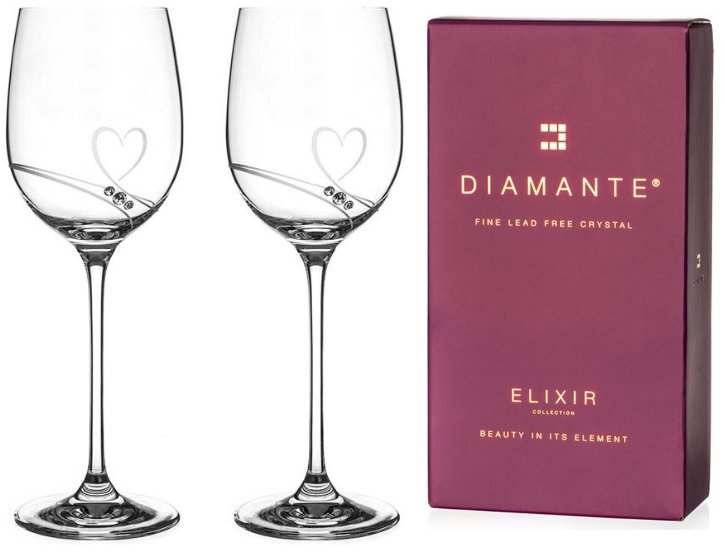 Diamante Sklenice na bílé víno Romance s kamínky Swarovski 330 ml 2 ks