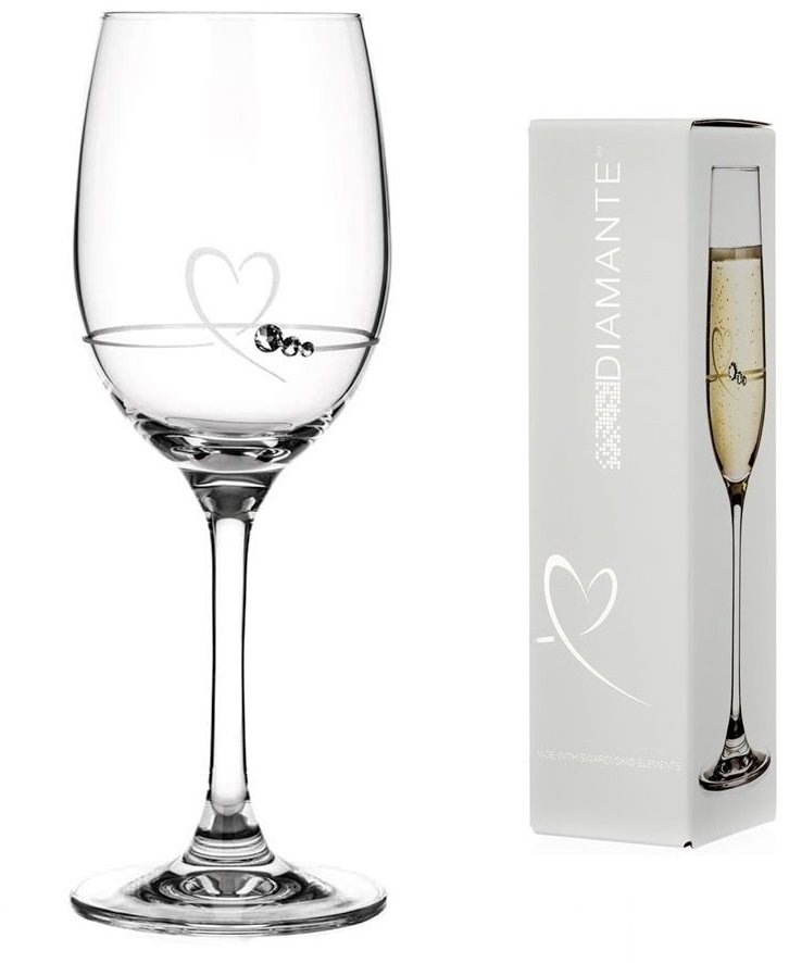 Diamante Sklenice na bílé víno se Swarovski krystaly Petit Heart 240 ml 1 ks