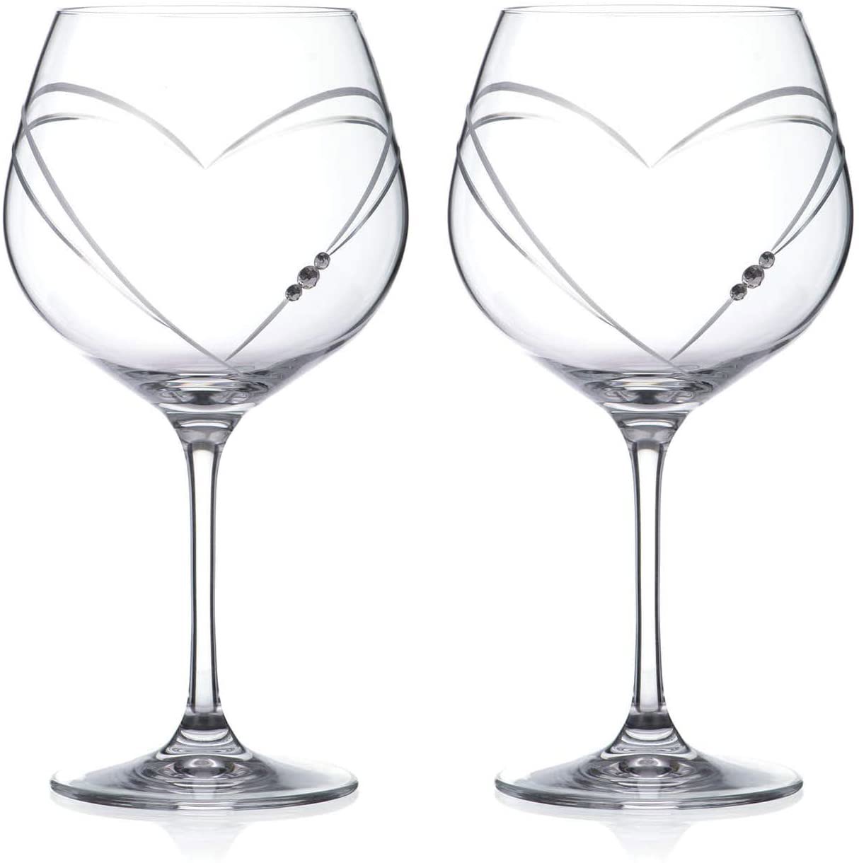 Diamante Sklenice na gin Hearts s krystaly Swarovski 640 ml 2 ks