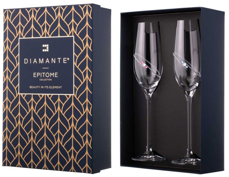 Diamante Sklenice na šampaňské Diamond Ring s krystaly Swarovski 210 ml 2 ks