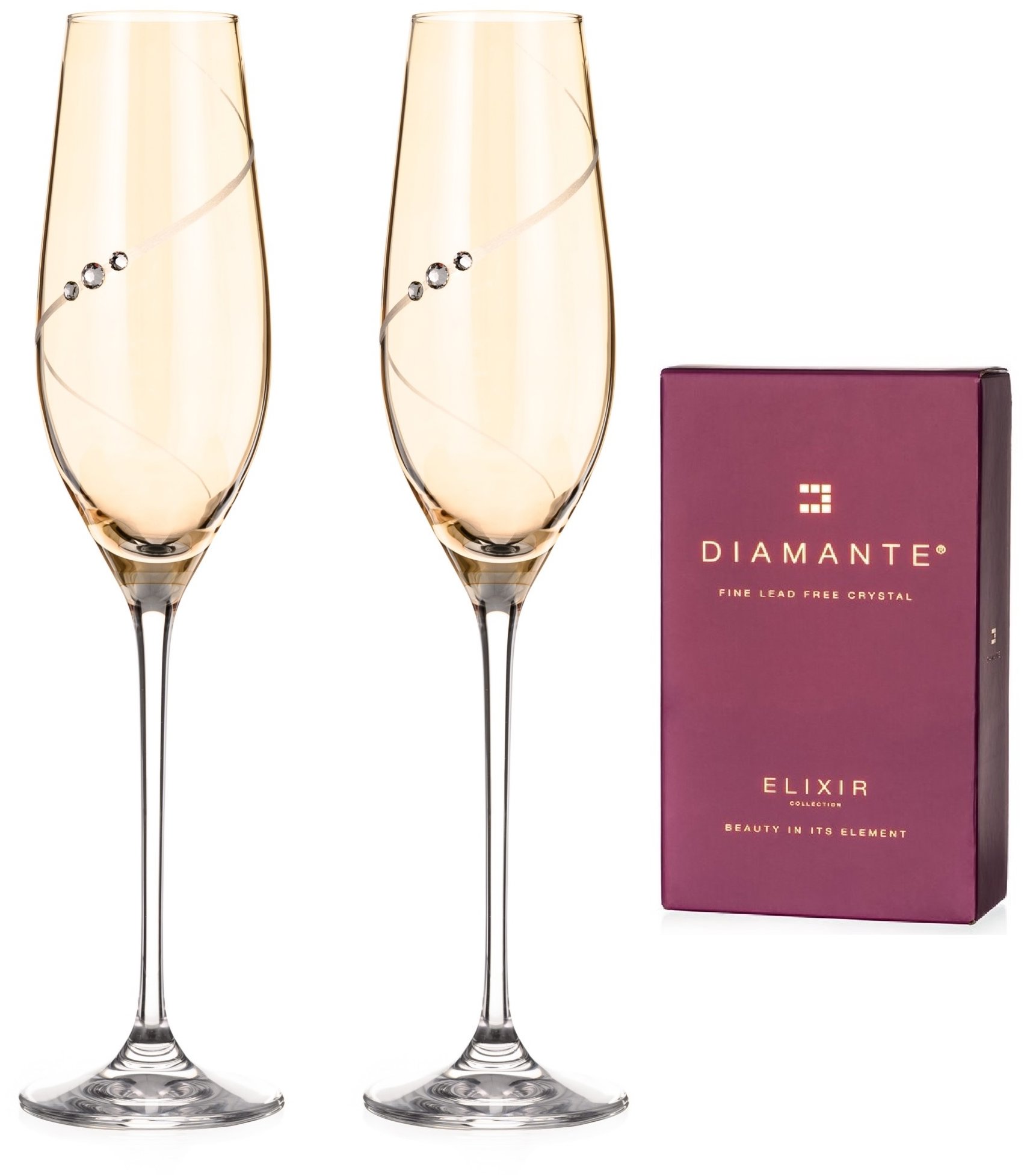 Diamante Sklenice na šampaňské Silhouette City Amber s kamínky Swarovski 210 ml 2 ks