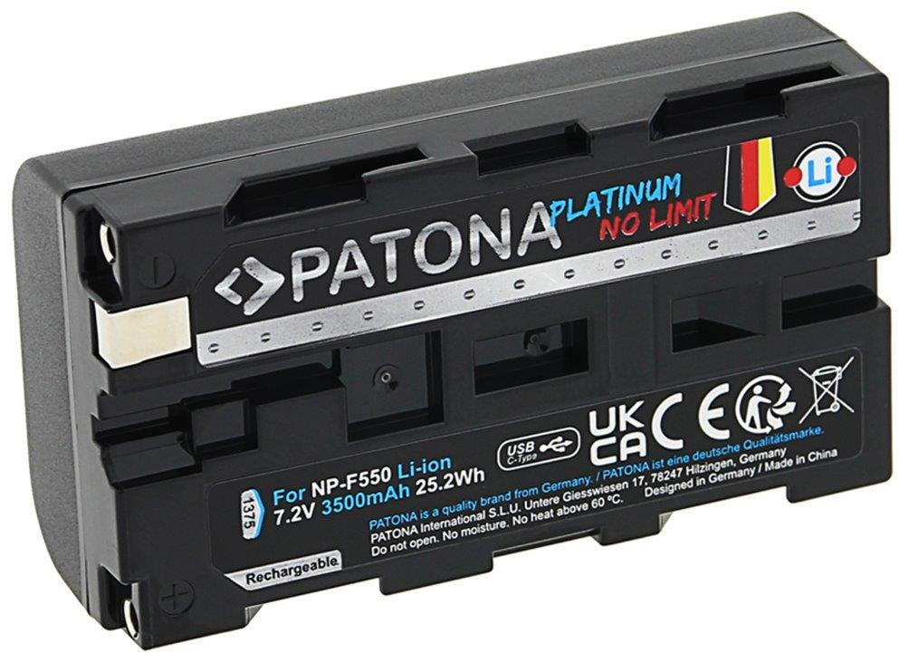 PATONA baterie pro Sony NP-F550/F330/F570 3500mAh Li-Ion Platinum USB-C nabíjení