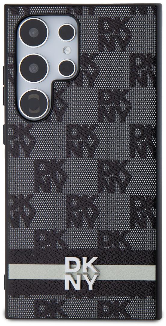DKNY PU Leather Checkered Pattern and Stripe Zadní Kryt pro Samsung Galaxy S24 Ultra Black