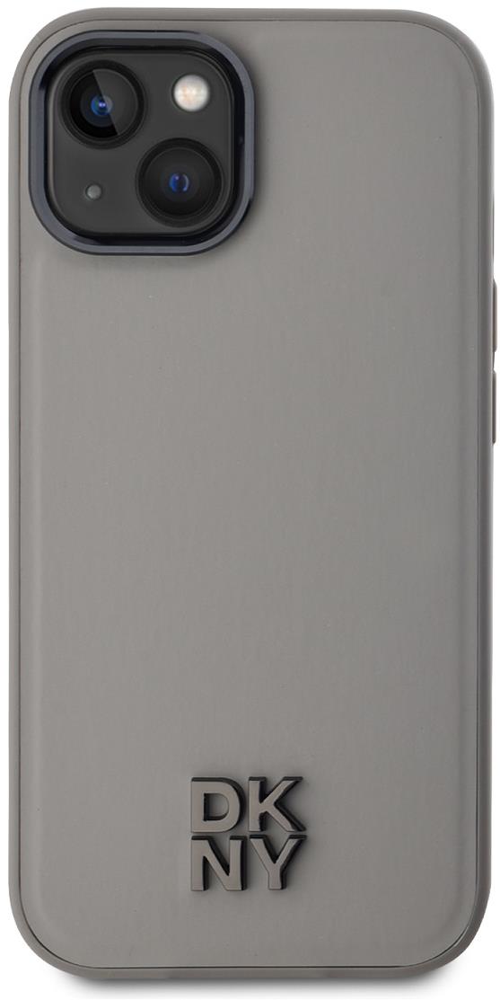 DKNY PU Leather Stack Logo Magsafe Zadní Kryt pro iPhone 15 Grey