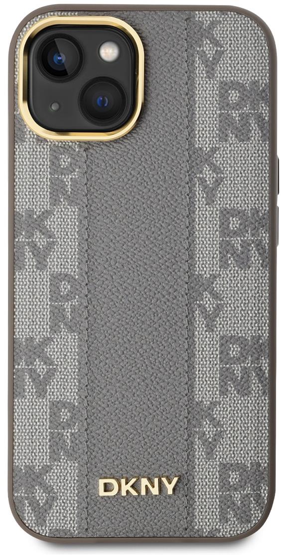 DKNY PU Leather Checkered Pattern Magsafe Zadní Kryt pro iPhone 15 Beige