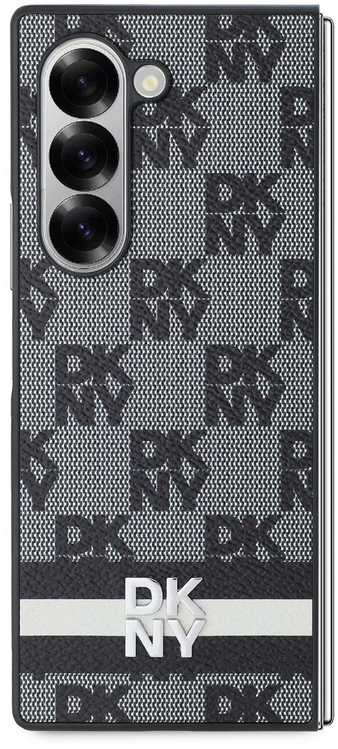 DKNY PU Leather Checkered Pattern and Stripe Zadní Kryt pro Samsung Galaxy Z Fold6 Black