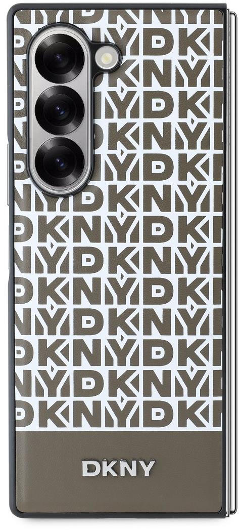 DKNY PU Leather Repeat Pattern Bottom Stripe MagSafe Zadní Kryt pro Samsung Galaxy Z Fold6 Brown
