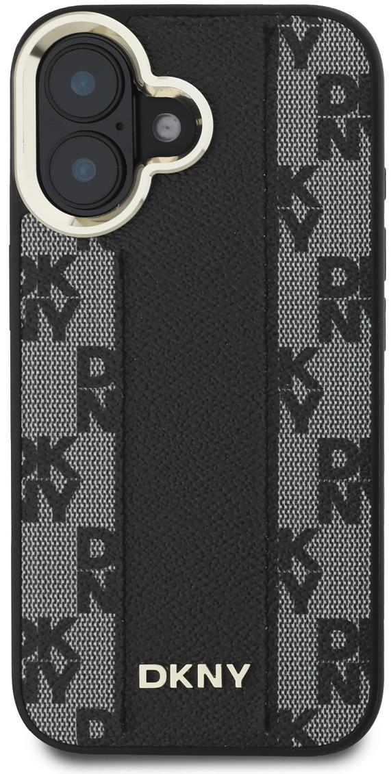 DKNY PU Leather Checkered Pattern Magsafe Zadní Kryt pro iPhone 16 Plus Black