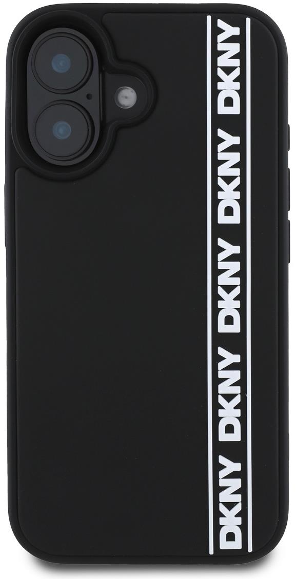 DKNY 3D Rubber Repeat Logo Line Zadní Kryt pro iPhone 16 Black