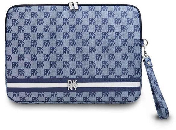 DKNY PU Leather Checkered Pattern and Stripe 13/14" Blue