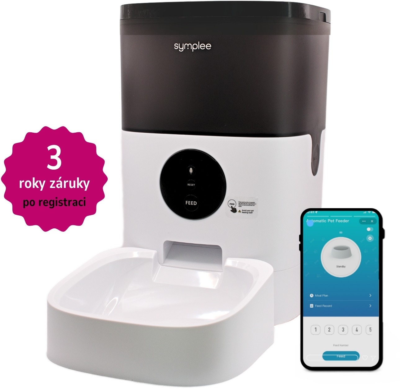 SYMPLEE AY4L-W chytrý automatický dávkovač krmiva s Wi-Fi pro psy a kočky