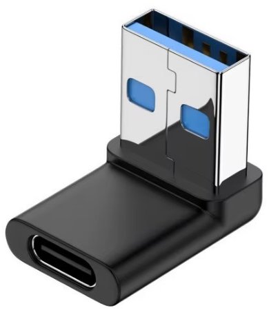 DLTECH 90° adaptér USB-A to USB-C 3.0 OTG, 10Gbps - přední