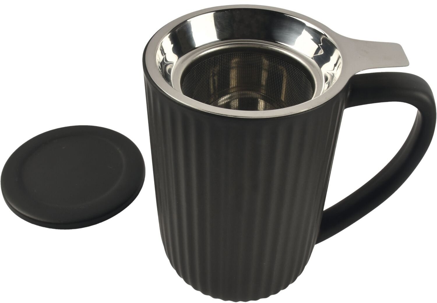 FINE 2 DINE Hi!Tea Hrnek s uchem a sítkem, 600 ml, černý