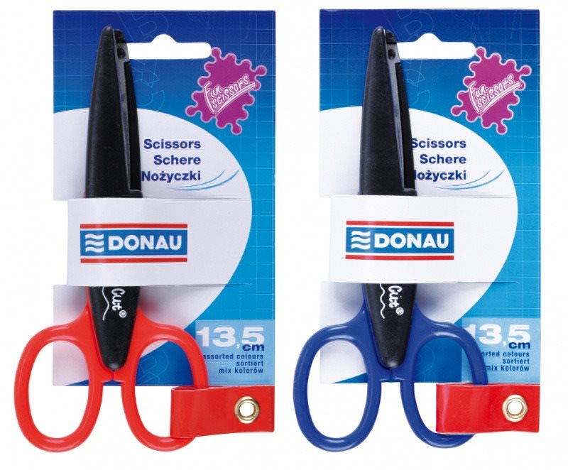 Zábavné a praktické nůžky DONAU Fun Scissors 13.5 cm mix barev pro kancelář, školu nebo domácí použití.