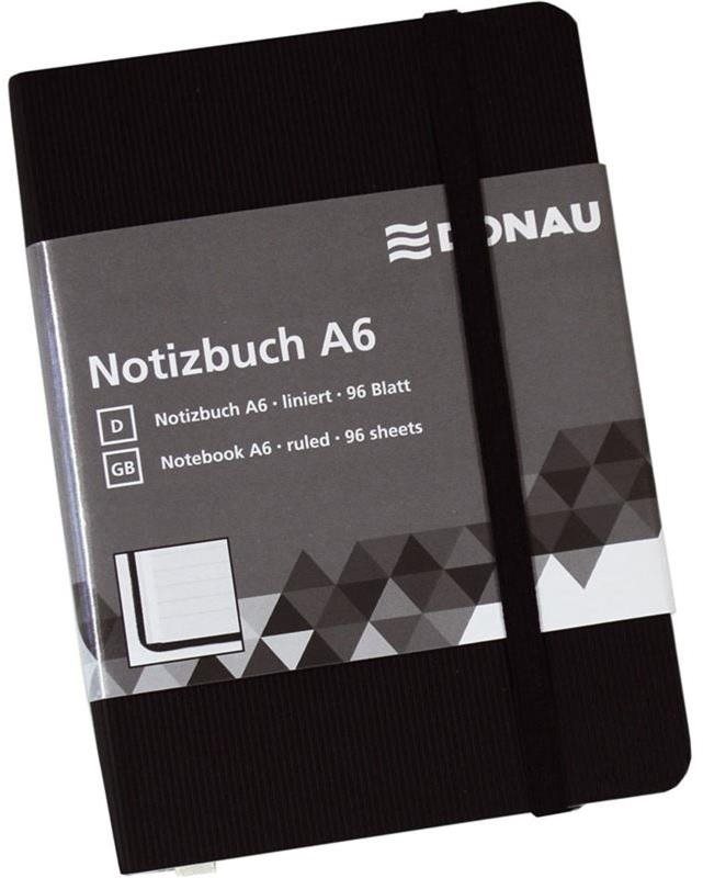 DONAU A6 96 listů, linkovaný, černý