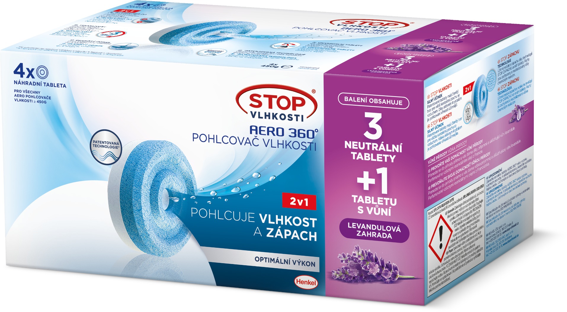 STOP VLHKOSTI Aero 360° - Náhradní náplně levandule 4× 450 g