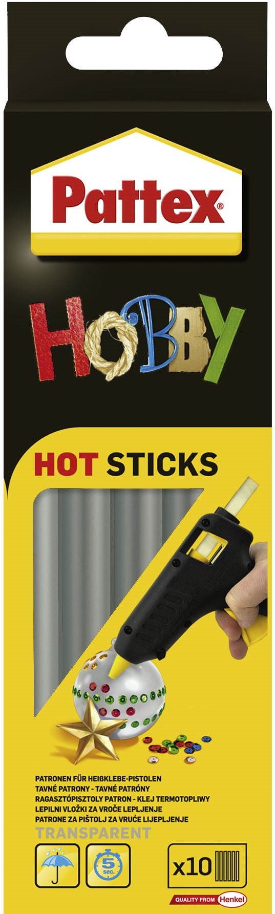 PATTEX YATO Tavné tyčinky transparentní Hobby Hot Sticks 11 mm, 10 ks