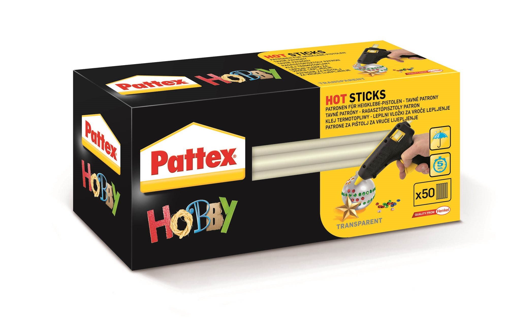 PATTEX YATO Tavné tyčinky transparentní Hobby Hot Sticks 11 mm, 50 ks