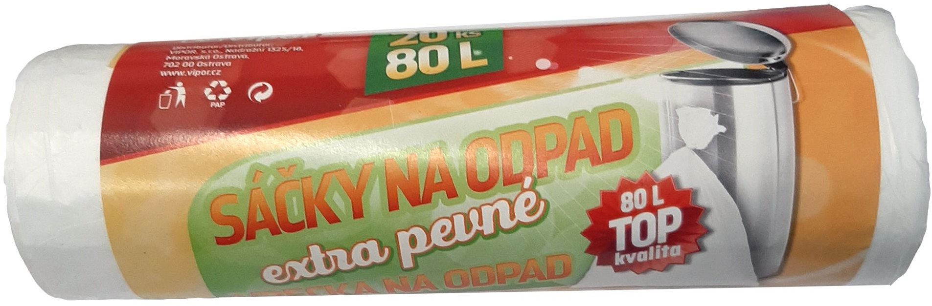 VIPOR HDPE Top 80 l, 63× 85cm, 20 ks, bílý