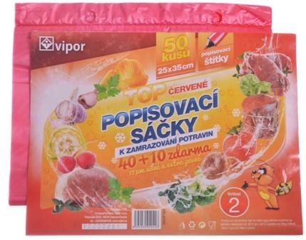 VIPOR Sáček HDPE zamrazovací 25× 35cm, 50 ks, červená