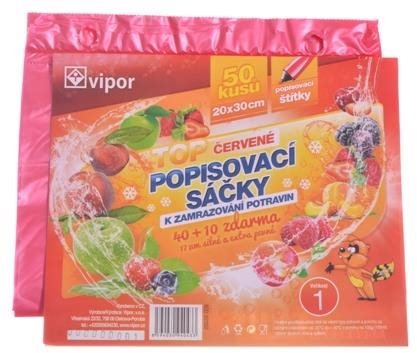 VIPOR Sáček HDPE zamrazovací 20× 30cm, 50 ks, červená