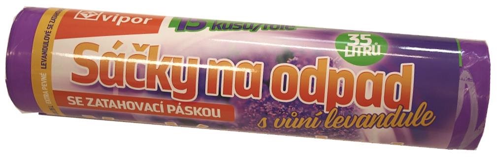 VIPOR LDPE zatahovací s vůni levandule 35 l, 15 ks